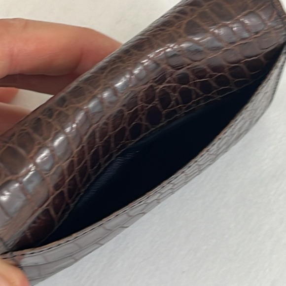 Vintage Brighton Wallet Croc Embossed Leather, Brown Envelope Style - Picture 9 of 15
